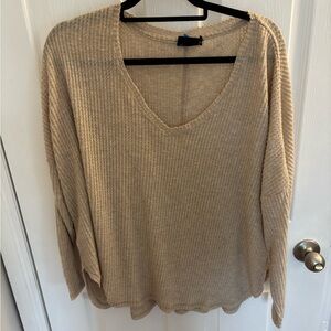 Free People Beige V-Neck Sweater